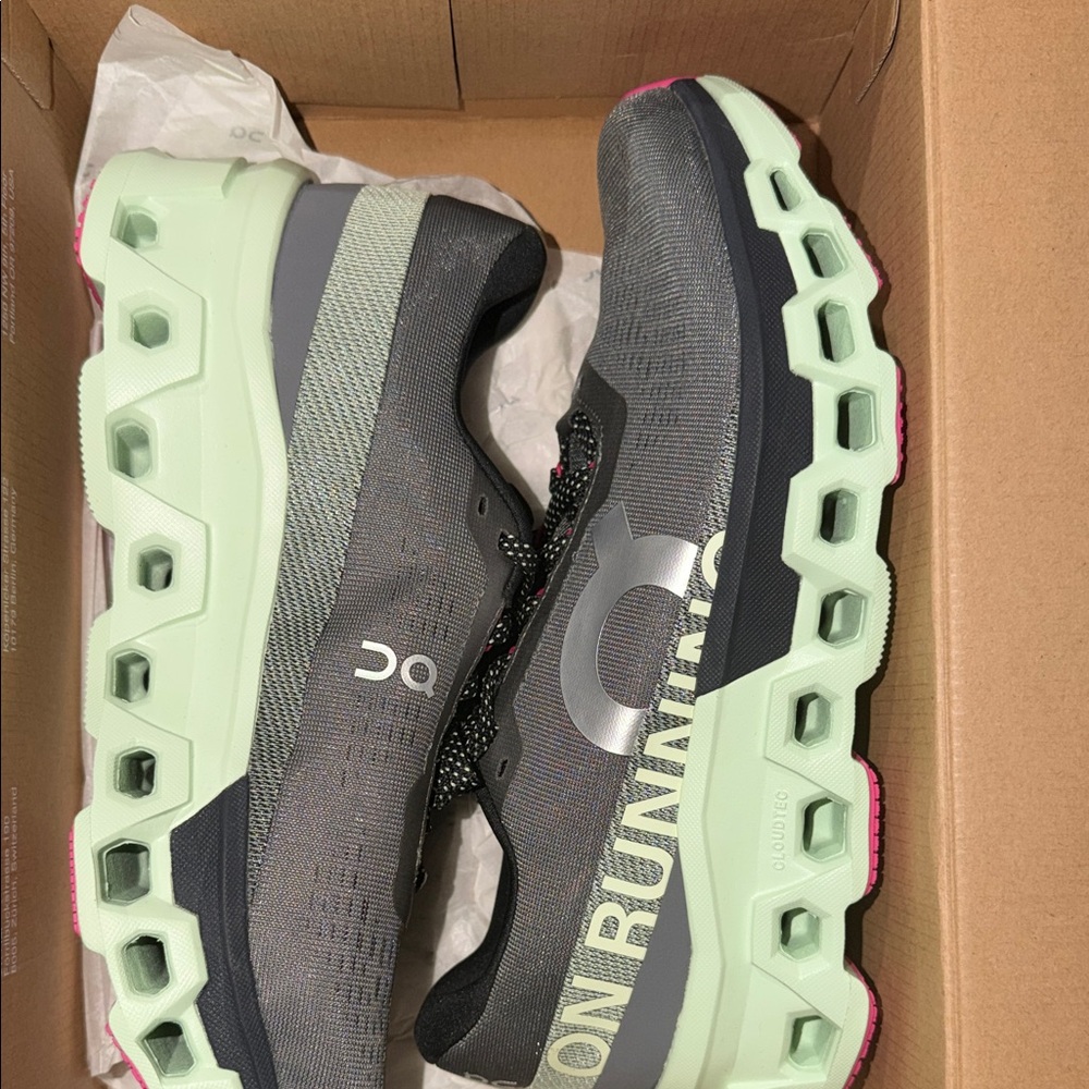 On Running Women's Cloudrunner Mint Gray with Pink Accents